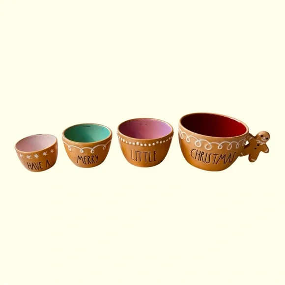 NWT Rae Dunn 2024 Christmas Gingerbread Measuring CupsSet of 4